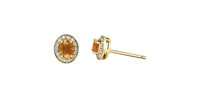 Earrings - Diamond & Orange Sapphire - 10Kt Yellow Gold  | DX904YORSA