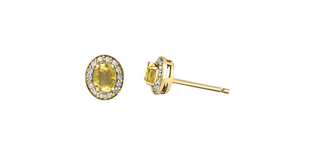 Earrings - 10Kt Yellow Gold - Diamond & Yellow Sapphire | DX904YYSA