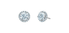 Load image into Gallery viewer, Stud Earrings Halo - Lab Grown Diamond - 14kt white gold | 2 x 0.50ct round cut total
