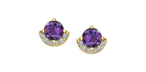 Diamond & Amethyst 10Kt Yellow Gold - Earrings | DD8112YAM