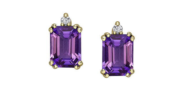 Diamonds & Amethyst Earrings 14kt Yellow Gold - Maple Leaf Diamonds | ML949YAM