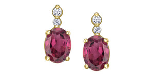 Earring - Diamond & Rho. Garnet - 10kt Yellow gold | ML978YRHGA