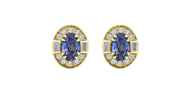 Earrings 10Kt Yellow Gold - Tanzanite, white Sapphire & Diamonds | DD8175YTZ