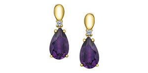 Earrings - Diamonds & Amethyst - 10kt Yellow Gold - Maple Leaf Diamonds | ML1006YAM