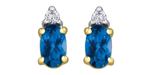 Earrings - Diamond & Sapphire - 10Kt Yellow Gold | DD7888YSA