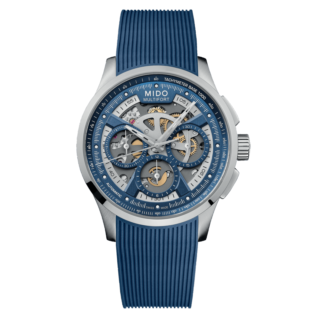 MIDO Multifort Skeleton Chronograph - Blue - 43mm | M0386621704000