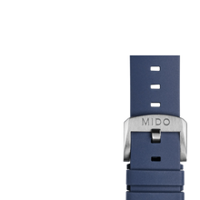 Charger l'image dans la galerie, Mido Multifort TV Big Date blue rubber strap 22mm
