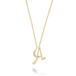 Mini Diamond Initial - 10Kt Yellow Gold - A to Z