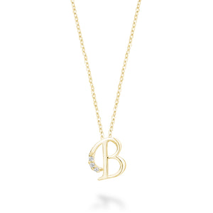 Mini Diamond Initial - 10Kt Yellow Gold - A to Z