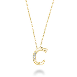 Mini Diamond Initial - 10Kt Yellow Gold - A to Z