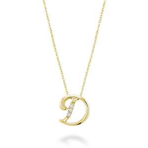 Mini Diamond Initial - 10Kt Yellow Gold - A to Z