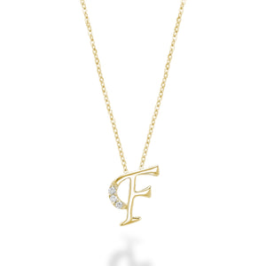 Mini Diamond Initial - 10Kt Yellow Gold - A to Z