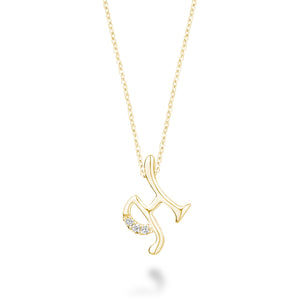 Mini Diamond Initial - 10Kt Yellow Gold - A to Z