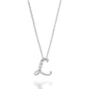 Mini Diamond Initial - 10Kt White Gold - A to Z