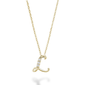 Mini Diamond Initial - 10Kt Yellow Gold - A to Z