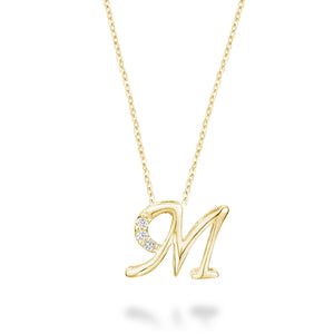 Mini Diamond Initial - 10Kt Yellow Gold - A to Z