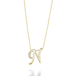 Mini Diamond Initial - 10Kt Yellow Gold - A to Z