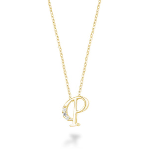 Mini Diamond Initial - 10Kt Yellow Gold - A to Z