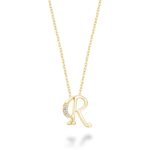 Mini Diamond Initial - 10Kt Yellow Gold - A to Z