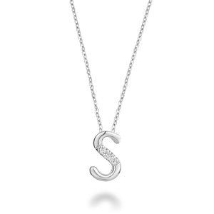 Mini Diamond Initial - 10Kt White Gold - A to Z