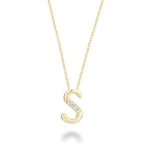 Mini Diamond Initial - 10Kt Yellow Gold - A to Z