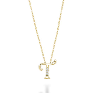 Mini Diamond Initial - 10Kt Yellow Gold - A to Z