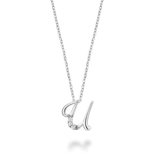 Mini Diamond Initial - 10Kt White Gold - A to Z