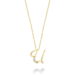 Mini Diamond Initial - 10Kt Yellow Gold - A to Z