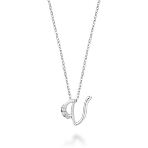 Mini Diamond Initial - 10Kt White Gold - A to Z