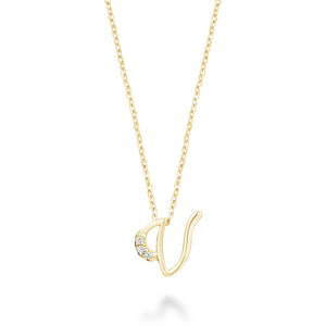 Mini Diamond Initial - 10Kt Yellow Gold - A to Z