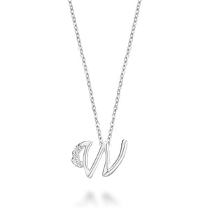 Mini Diamond Initial - 10Kt White Gold - A to Z