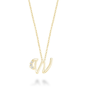 Mini Diamond Initial - 10Kt Yellow Gold - A to Z