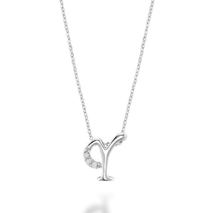 Mini Diamond Initial - 10Kt White Gold - A to Z