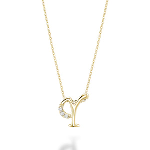 Mini Diamond Initial - 10Kt Yellow Gold - A to Z