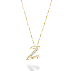 Mini Diamond Initial - 10Kt Yellow Gold - A to Z