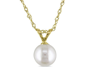 Pendant with 17" Chain | 14k Yellow Gold | 8 - 8.5 MM White Japanese Akoya Cultured | JACPPC208Y