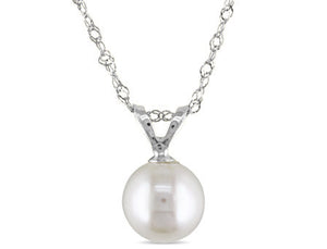 Pendant with 17" Chain | 14k White Gold | 6 - 6.5 MM White Japanese Akoya Cultured | JACPPC206W