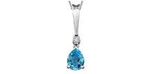 Load image into Gallery viewer, Pendant and Chain 10kt White Gold - Blue Topaz &amp; Diamond | DD1837
