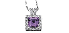 Load image into Gallery viewer, Pendant &amp; Chain - Diamonds &amp; Amethyst - 10kt White Gold | DD2013
