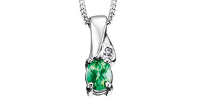 Pendant & Chain  - 10Kt white gold  -  Diamond & emerald | DX368EM
