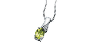Diamond & peridot - pendant & chain 10Kt white gold | DX368PER