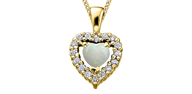 Heart & Chain - Diamond & Opal - 10Kt Yellow Gold | DX510YOP