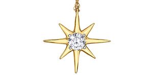 Pendant and Chaine - Natural Maple Leaf Diamonds - 14kt Yellow Gold | PP234/14C