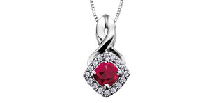 Diamond & ruby - pendant & chaine 10Kt yellow gold | DX567RU