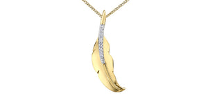 Necklace Feather - 10kt Yellow Gold -  Natural Diamonds | DD8000YG