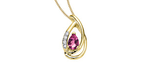 Pendant and Chain - Diamond & Pink Tourmaline - 10kt Yellow Gold  | DX957YPT