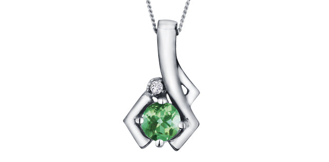 Pendant & Chain - Diamond & Emerald - 10kt white gold  | DX581WEM
