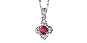 Pendant - Ruby & Diamond - 10kt White Gold | DX611RUB