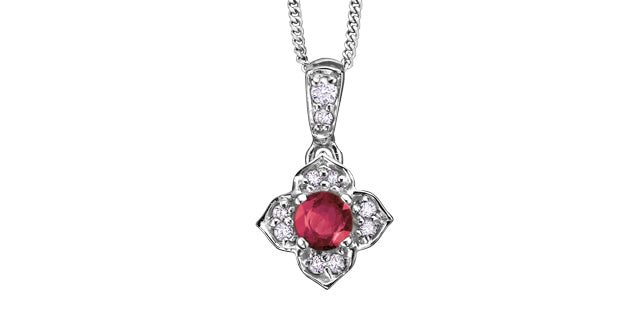 Pendant - Ruby & Diamond - 10kt White Gold | DX611RUB
