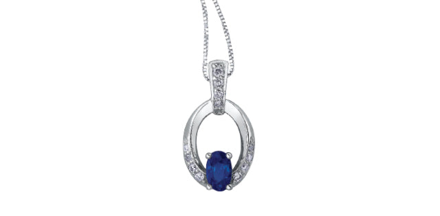 Pendant & Chain  - Natural Diamond & Sapphire - 10Kt White Gold | DX659WSA